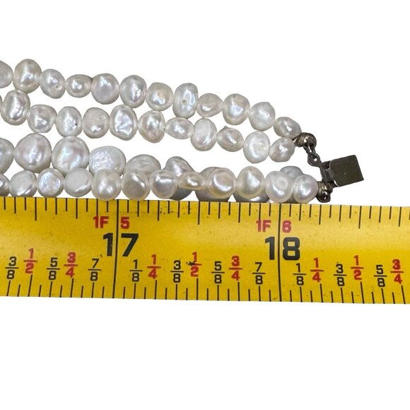 Vintage Multi-Strand Freshwater Pearl Necklace Sterling Silver Filigree 60s - Picture 4 of 9